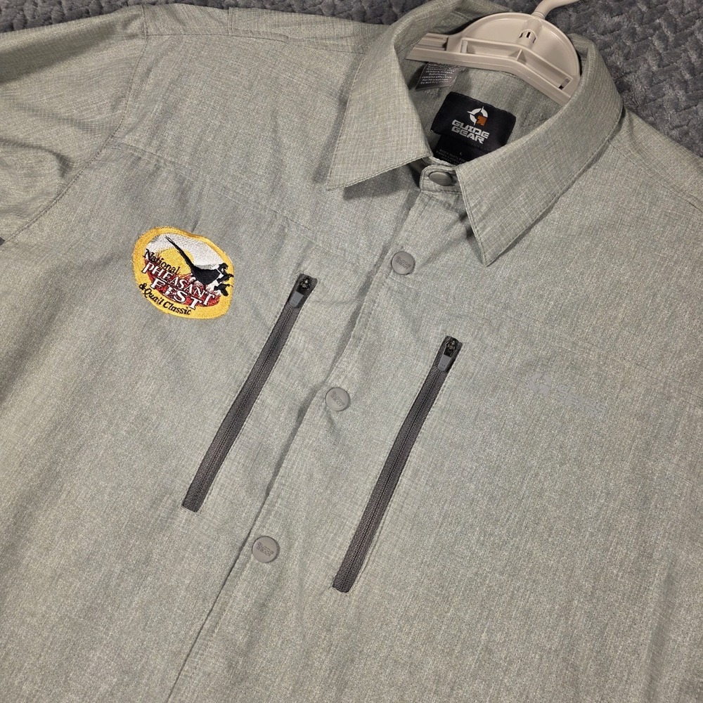 Guide Gear Men's Hunting Shirt Gray‎ Large Insect Shield Ripstop Pheasant Fest